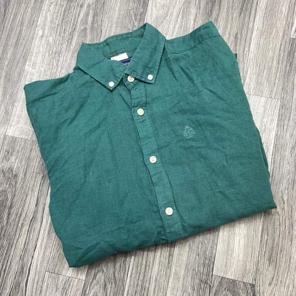 SPRINGFIELD Regular Fit Button Down Green Linen Blend Casual Shirt Men's Size S - Picture 1 of 8